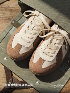 Maden Mens Shoes 2025 Summer New Versatile Dequn Casual Shoes Retro German Military Training Shoes Flat Heel round Toe Rubber Sole