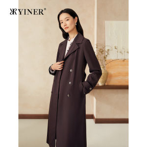 Spring Acetate Blended French Retro Mid-length Double-Breasted Trench Coat