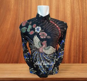 Batik Pria Lengan Panjang Dobby jaguard Premium Hitam