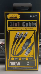 JA047 Bosu Series 3-in-1 Fast Charging Data Cable | Type-C 100W i5 & V8 | 1.2M Braided Aluminum Shell