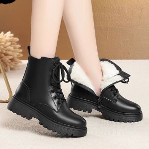 Fashionable Soft Bottom Genuine Leather Martin Boots Womens Autumn Winter Versatile Short Boots Korean Style round Toe Low Heel