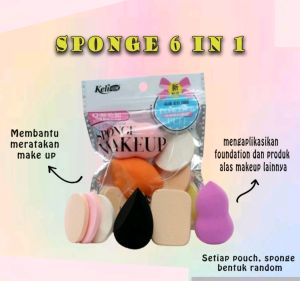 Spons Make Up Set 6 IN 1 Beauty Blender Sponge Bedak / Spon Foundation Pembersih / Make Up Kemasan Plastik