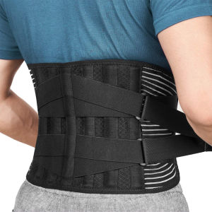 1Pcs Orthopedic Lumbar Back Brace with 6 Support Stays Anti-Slip Breathable Waist Belt for Gym Work Lower Back Pain Relief