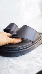 Dép Doctor Kẹp Da Bò Thật Đen Cao Cấp Đế Cao 5cm - Phong Cách Thể Thao & Đường Phố