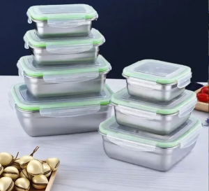 DANBIYIN | New Direct-from-Factory 304 Stainless Steel Rectangular Airtight Container Set for Portable Bento