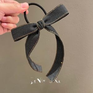 Jinmuke Denim Butterfly Knot Hair Ties Headwear Versatile Elegant Fashionable Hair Bands Hair Ropes for Women Girls