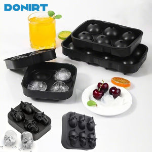 แม่พิมพ์น้ำแข็งซิลิโคนแบบกริด 4/6/8 ช่อง รูปทรงหัวกะโหลก/ทรงกลม ปลอดสารพิษ สำหรับทำน้ำแข็งบาร์ ผับ ไวน์