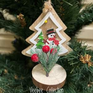 Hiasan natal kayu Rustic 3D (408) Pohon santa rusa /hiasan pohon natal/mainan natal