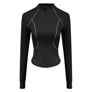 Lulu Professional Yoga Sports Jacket Womens Zipper Fitness Clothes Running Gymnastics Spring Summer Style Long Sleeve Waist-Length