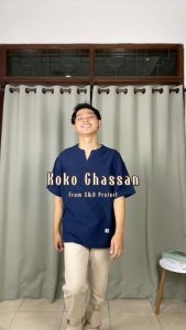 S&D PROJECT Baju Koko Muslim Ghassan Bahan Linen Fumiko Premium Warna Beige M-XL Untuk Pria Dewasa Lengan Pendek Oversize