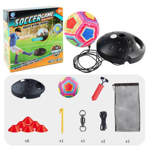 Soccer Return Trainer Kit 2-in-1 Sports Game Multicolor Inflatable Ball Kids Outdoor Training Toy