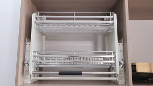 304 Stainless Steel Pull Down Dish Rack 2 Tiers Built-in Kitchen Bowls Dishes Storage Rack Drainer Rack