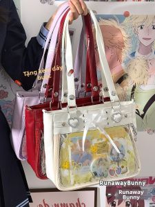 Túi Đeo Vai Kích Thước Nhỏ Phong Cách Anime Bằng Satin Trong Suốt