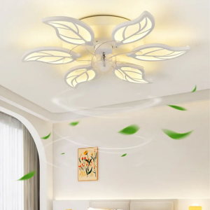 [Remote Timing] LED Ceiling Lamp Fan Nordic Style Flower Ceiling Light Smart Ceiling Fan Light 6 Speed Wind 2 in 1 Wind Silent 360° Shake Head for Living Room Kitchen Bedroom Study Room
