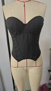 Striped Strapless Bustier Corset For Women Steel Bone Vintage Tube Top Summer Outfit