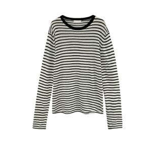 YUEZHONGWEI | เสื้อยืดแขนยาวผ้าไหมน้ำแข็งลายทางสีบล็อกสำหรับผู้หญิงในฤดูร้อน เสื้อเชิ้ตหลวมๆ บางๆ ป้องกันแสงแดด เสื้อเชิ้ตปรับอากาศ เสื้อตัวบน