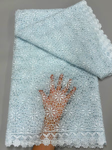 Luxury Navy Blue Nigerian Water Soluble Lace Fabric with Stone 2025 Hight Quality African Guipure Cord  Lace Fabric For Wedding