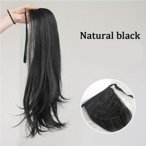 Elegant Womens Straight Hair Ponytail Extensions Long Stylish Synthetic Hair for Daily Use Easy Drawstring Attachment