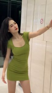 BAJU KOREAN WANITA SLIM BODY WRAP MINI ELEGANT HIJAU/HITAM/PINK