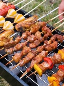 เตาปิ้งย่าง สแตนเลส เตาย่างถ่าน BBQ 88*22*37CM เตาสำหรับพกพาง่าย สามารถพับได้ น้ำหนักเบา