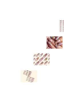 24pcs/set Short Medium long fake nails for women girls Spring summer flowers butterfly flamingo blue pink press on false nails