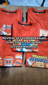 Baju Kaos Setelan Anak Edisi Hari Kemerdekaan 17 Agustus Indonesia HUT RI Ke 80 Usia 1 - 10 Tahun