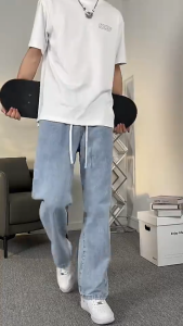 กางเกงยีนส์ผู้ชาย กางเกงขายาว baggy jeans เอวยางยืด 4สี สไตล์ลำลอง สไตล์สตรีท ใส่สบาย