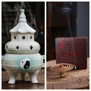 New Chinese Zen Style Tai Chi Octagonal Incense Burner Home Tea Room Study Desk Decoration Frankincense Diffuser Handmade Craft