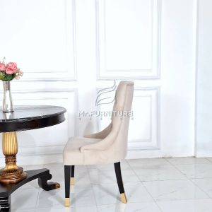 set meja makan top marmer hitam kaki kayu kursi 2pc