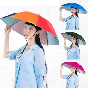 Head Umbrella for Adult Outdoor Foldable Umbrella Hat for Golf Fishing Camping Headwear
