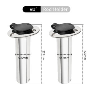 2pcs 15/30/90 องศา Heavy Flush Mount ผู้ถือ Rod ตกปลาสแตนเลสพร้อมฝาปิดด้านในปะเก็นอุปกรณ์เรือ