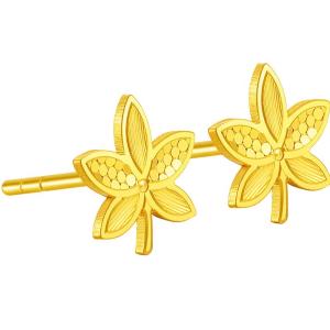 24K Maple Leaf Floral Design Earrings