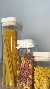 (SATUAN) MISA Toples Putih Kedap Udara Food Container Toples Kotak Bening Toples Spaghetti Kotak Penyimpanan Makanan Dapur