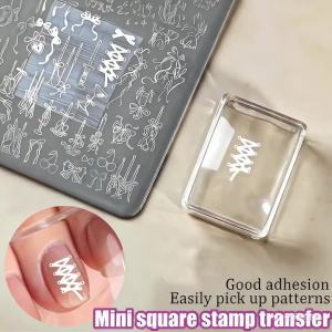 Large and Small Washable High-Transparency Square Silicone Stamps Nail Salon Transfer Tools with Scraper and Storage Cover.