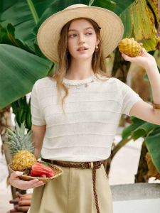 XIANGYING | Summer to Autumn Loose Short Sleeved Knit Top