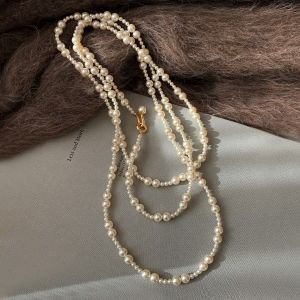 Exquisite Multi-Layer Long Pearl Necklace for Women Elegant High-End Feel Sweater Chain Stylish Stacking Design by Shijiawei