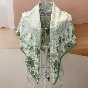 New Flower Hijab Scarf 90*90cm Satin Hijab Silk Print Square Scarf Tilted Stripe Muslim Women