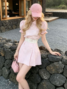 Karrar betsey | French Design Floral Pincushion Waist Short Dress Pink