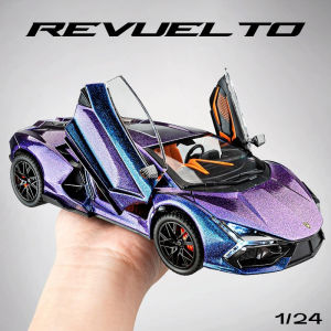 【RUM】1:24 Scale Revuelto Alloy Car Model Light & Sound Effect Diecast Car Toys for Boys Birthday Gift Kids Toys Car Collection
