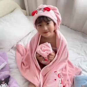 Sanrio Pudding Dog Towel Bath Towel Face Dry Hair Cap Soft Absorbent Children Kuromi Thick Shower Wearable Wrap Towel