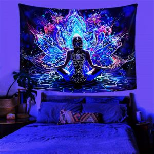 VIKAMA Meditation Womens Art Tapestry Floral Living Room Bedroom Sofa Backdrop Wall Decor Yoga Room Room Decor