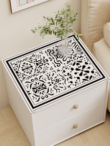 Modern Minimalist Bedside Table Leather Cover Dustproof Waterproof Luxury Tablecloth Silicone Material Plant Floral Pattern