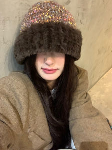 Colorful Polka Dot Knitted Hat Womens Winter New Style Large Head Size Woolen Warm Ear Protection Cold Hat Korean Versatile Trendy