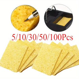 Yellow Cleaning Sponges 50x35mm for Electric Welding Soldering Iron Enduring and Reusable