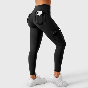Cargo Yoga Leggings for Women High Waist Multi Pocket Butt Lifting Workout Leggings High Stretchy for Gym Fitness Running