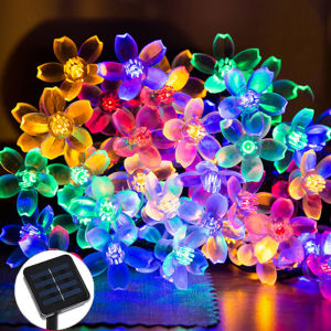 Solar String Lights 5M 7M Cherry blossoms Flower Garland LED String light Outdoor Fairy Lights Street Garden lights