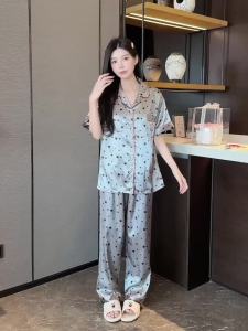 Korean Style Embroidery Letter 2PCS/Set Womens Pajamas Sweet Cute Star Print Sleepwear Summer New Soft Pajamas Loungewear