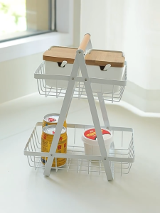 ODOROKU 2/3 Tiers Kitchen Countertop Fruits Basket Rack for Kitchen Organizer Storage & Dining Room Fruits Vegetable Bread Snacks Large Capacity Fruit Storage Stand Black White