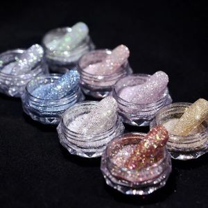 8Colors/Set Nail Crystal Diamond Powder Rainbow Shiny Nail Art Glitter Pigment Holographic Micro Glass Manicure Decoration Dust