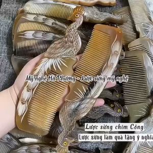 [VIP] Lược sừng Công tách 2 mặt (size L-20cm) Mỹ nghệ Hà Phương quà tặng Thủ công ý nghĩa